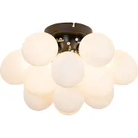 QAZQA Plafonnier Art déco noir avec verre opale 3 lumières - Uvas
