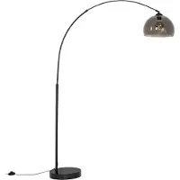 QAZQA Lampadaire arc intelligent noir avec verre fumé incl. WiFi G95 - Arc