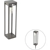 QAZQA Lampadaire d'extérieur gris foncé 40 cm avec LED et lumière variable sur solaire - Sonne