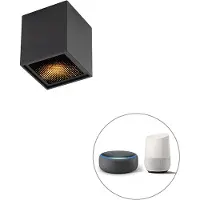 QAZQA Lampe de table classique intelligente bronze avec verre vert incl. Wifi A60 - Banker