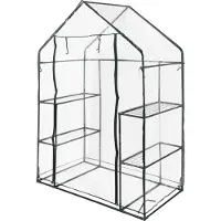 TOYA Serre avec 4 étagères 143x73x195 cm Transparent et noir