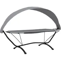 vidaXL Lit de repos d'extérieur avec auvent Gris Acier et tissu Oxford