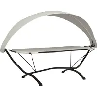 vidaXL Lit de repos d'extérieur et auvent Crème Acier et tissu Oxford