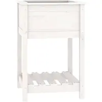 vidaXL Jardinière avec étagère Blanc 54x54x81 cm Bois massif de pin