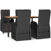 vidaXL Ensemble de jardin 5 pièces noir Poly rotin & bois massif acacia