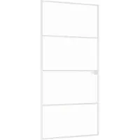 vidaXL Porte intérieure blanche 93x201,5 cm verre trempé & aluminium mince