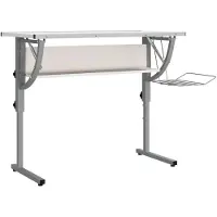 vidaXL Table de bricolage blanc & gris 110x53x(58-87) cm Bois composite & acier