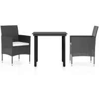 vidaXL Ensemble à manger de jardin avec coussins 3 pcs noir