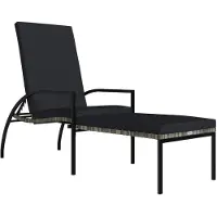vidaXL Bain de soleil avec repose-pieds en rotin PE gris
