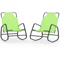 vidaXL Chaise longue à bascule 2 pcs. Vert Acier et Textilène