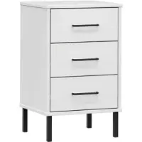 vidaXL Table de chevet avec pieds en métal Blanc Bois pin massif OSLO