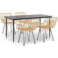 vidaXL Ensemble de jardin 5 pièces Poly rotin
