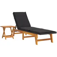 vidaXL Bain de soleil avec table Poly rotin et bois massif Acacia