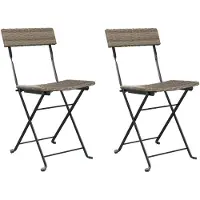 vidaXL Chaises de bistrot 2 pcs. Pliable Gris Poly rotin et acier