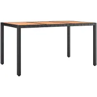 vidaXL Table de jardin avec plateau en bois noir Poly rotin & bois d'acacia
