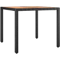 vidaXL Table de jardin avec plateau en bois noir Poly rotin & bois d'acacia