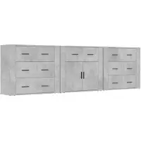 vidaXL Sideboards 3 pcs. Gris béton Bois composite