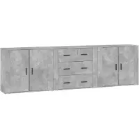 vidaXL Sideboards 3 pcs. Gris béton Bois composite
