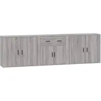vidaXL Sideboards 3 pcs. Gris Sonoma Matériau dérivé du bois