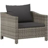 vidaXL Fauteuil de jardin avec coussins Gris Poly Rattan