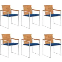 vidaXL Chaises de jardin 6 pcs. avec coussins bois massif acacia