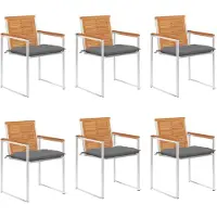 vidaXL Chaises de jardin 6 pcs. avec coussins bois massif acacia
