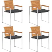 vidaXL Chaises de jardin 4 pcs. avec coussins bois massif acacia