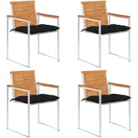 vidaXL Chaises de jardin 4 pcs. avec coussins bois massif acacia