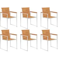 vidaXL Chaises de jardin 6 pcs. Bois massif acacia et acier inoxydable