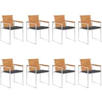 vidaXL Chaises de jardin 8 pcs. avec coussins bois massif acacia
