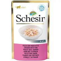Schesir Poulet et jambon, aliment complémentaire pour chat, 12 x 50 g