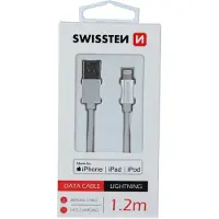 Swissten - Câble textile USB-C - Lightning (1,2 m-argent)