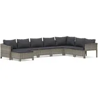 vidaXL Ensemble salon de jardin 8 pièces avec coussins Gris Poly rotin