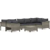 vidaXL Ensemble salon de jardin 8 pièces avec coussins Gris Poly rotin