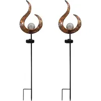 GADGY Lampe solaire Gadgy, Lot de 2, Eclairage Led pour extérieur avec capteur solaire, Métal Bronze