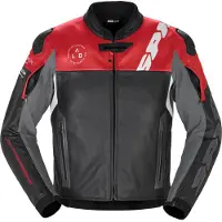 Spidi DP Progressive blouson en cuir pour moto, noir/rouge, 46