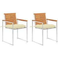 vidaXL Chaises de jardin avec coussins 2 pcs. Bois massif acacia et acier