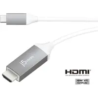 J5CREATE USB Typ C — HDMI (Typ A) (1.80 m), Câble vidéo, Blanc