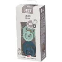 BIBS Colour Natural Rubber Size 1: 0+ months tétine Nordic Mint / Forest 2 pcs