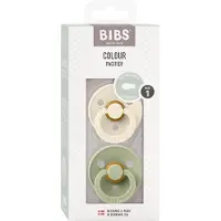 BIBS Colour Size 2: Symmetrical 6+ months tétine Ivory / Sage 2 pcs