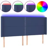 vidaXL Tête de lit LED bleue 203x16x118/128 cm Tissu
