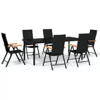 vidaXL Ensemble de jardin 7 pièces noir
