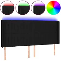vidaXL Tête de lit LED noir 203x16x118/128 cm Tissu