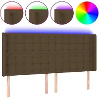 vidaXL Tête de lit LED brun foncé 203x16x118/128 cm Tissu