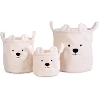 Childhome Panier de Rangement Childhome Teddy Baskets Off White (lot de 3)
