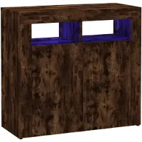vidaXL Sideboard avec éclairage LED chêne fumé 80x35x75 cm