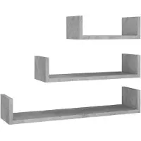 vidaXL Étagères murales 3 pcs Gris béton Bois d'ingénierie