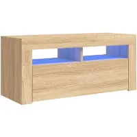 vidaXL Armoire TV avec lampes LED Chêne Sonoma 90x35x40 cm