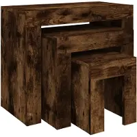 vidaXL Tables à café 3 pcs. Empilables Chêne fumé Bois composite