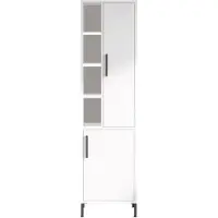 Kalune Design Locelso Armoire multifonctionnelle Mélamine blanche Epaisseur 18mm Cadre métallique